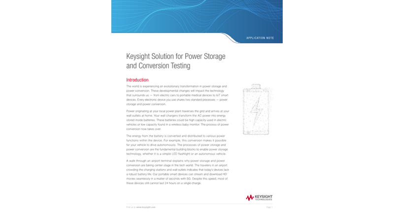 Keysight Solution for Power Storage and Conversion Testing